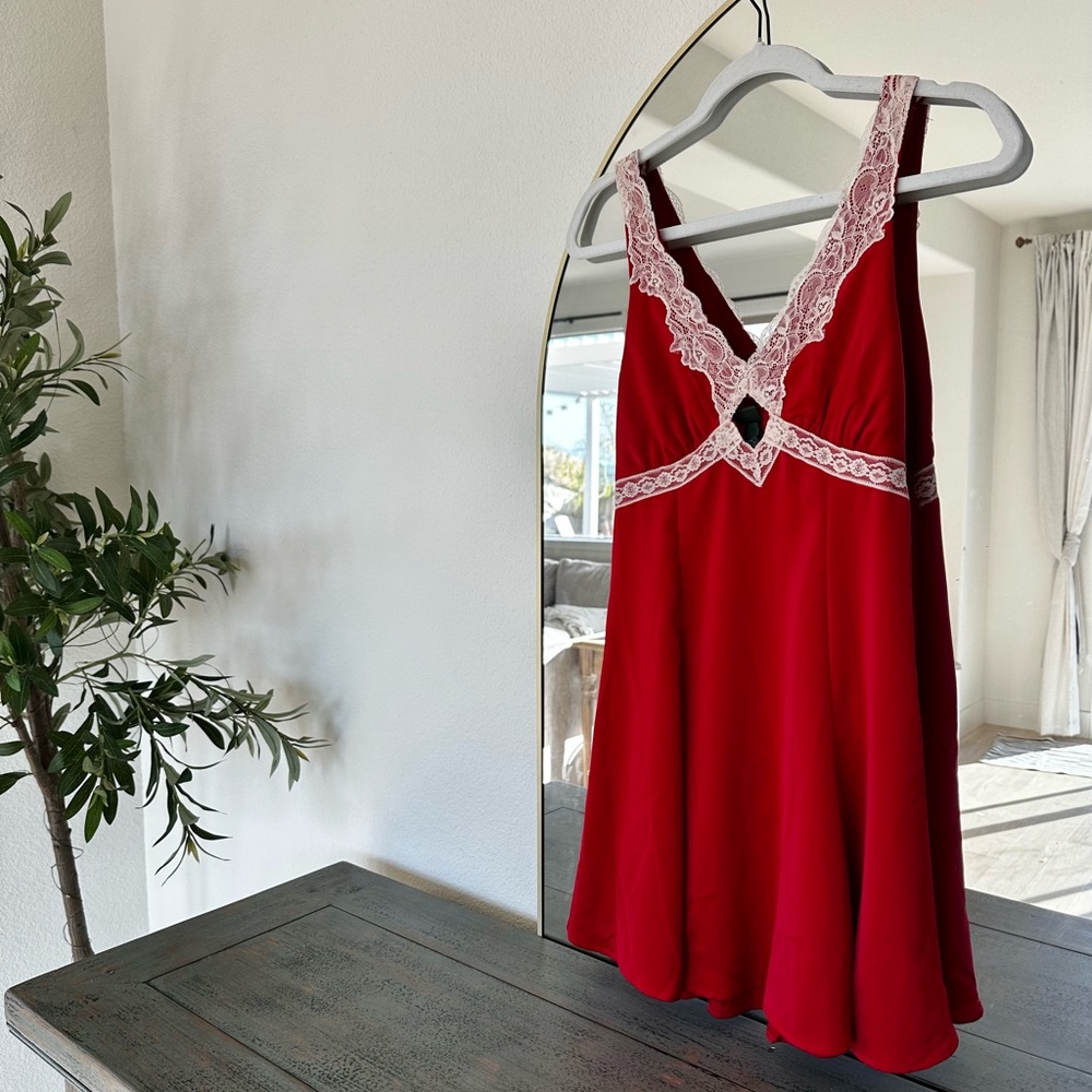 Wild Fable Red Lace Trim Chemise